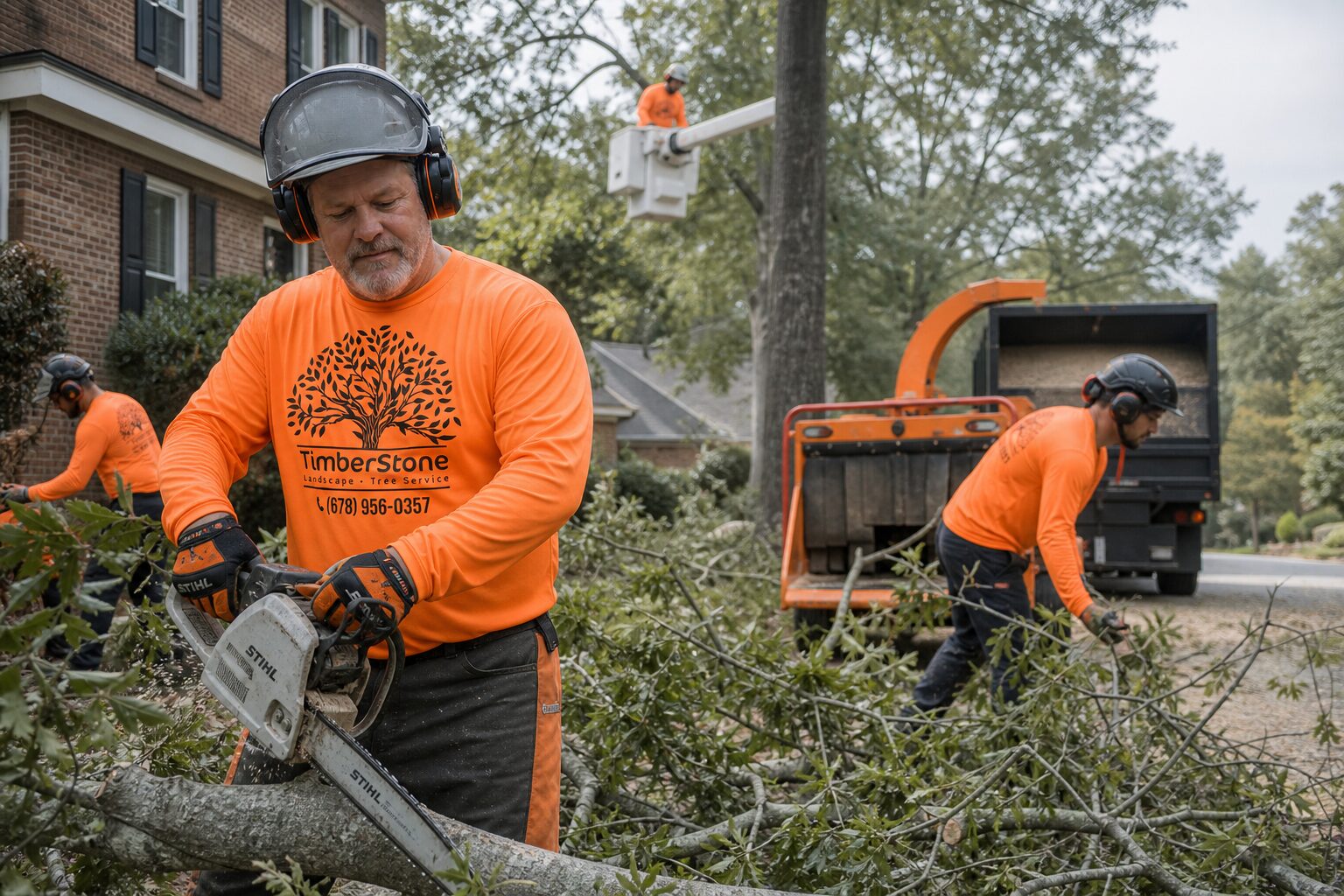 Tree trimming Grayson Grayson — the finish - clean yard, chips gone, nothing left behind